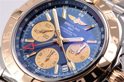 breitling chronomat 44 gmt 18kt gold ss blue dial|Breitling 44 price.